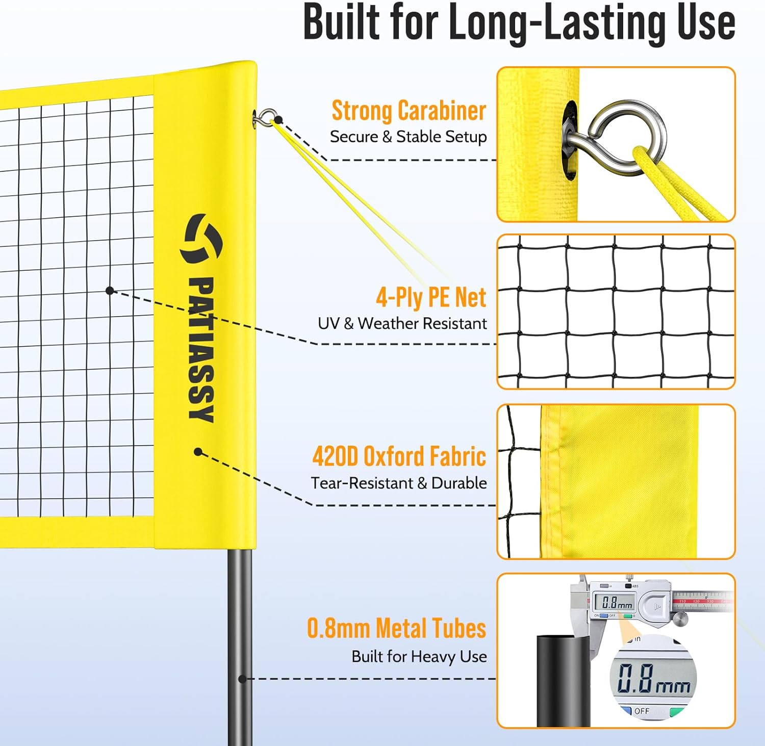 4 Square Volleyball Game Set, 4 Way Net System with 16FT & 32FT Court, Adjustable Height Backyard Badminton Combo, Portable Outdoor Kit with Ball, Pump, Boundary Line, Carry Bag