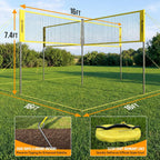 4 Square Volleyball Game Set, 4 Way Net System with 16FT & 32FT Court, Adjustable Height Backyard Badminton Combo, Portable Outdoor Kit with Ball, Pump, Boundary Line, Carry Bag