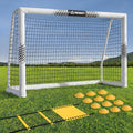 Soccer Goal for Backyard, 8x5/6x4 FT Heavy Duty Soccer Net with Safety Foam Padded Metal Post, Durable Goals with Training Set Agility Ladder & 12 Cones for Youth & Adults Practice
