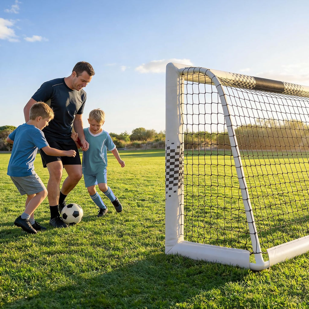 Soccer Goal for Backyard, 8x5/6x4 FT Heavy Duty Soccer Net with Safety Foam Padded Metal Post, Durable Goals with Training Set Agility Ladder & 12 Cones for Youth & Adults Practice