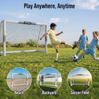 Soccer Goal for Backyard, 8x5/6x4 FT Heavy Duty Soccer Net with Safety Foam Padded Metal Post, Durable Goals with Training Set Agility Ladder & 12 Cones for Youth & Adults Practice
