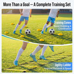 Soccer Goal for Backyard, 8x5/6x4 FT Heavy Duty Soccer Net with Safety Foam Padded Metal Post, Durable Goals with Training Set Agility Ladder & 12 Cones for Youth & Adults Practice
