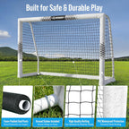 Soccer Goal for Backyard, 8x5/6x4 FT Heavy Duty Soccer Net with Safety Foam Padded Metal Post, Durable Goals with Training Set Agility Ladder & 12 Cones for Youth & Adults Practice
