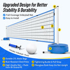 Pool Volleyball Net Set for Inground Pools, 15-30FT Adjustable Full-Coverage Net (No Gap Design), Pool Games for Adults and Family, Poolside Volleyball Nets with Ball, Pump, Weighted Base