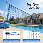 Pool Volleyball Net Set for Inground Pools, 15-30FT Adjustable Full-Coverage Net (No Gap Design), Pool Games for Adults and Family, Poolside Volleyball Nets with Ball, Pump, Weighted Base