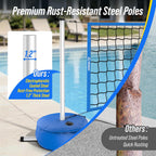 Pool Volleyball Net Set for Inground Pools, 15-30FT Adjustable Full-Coverage Net (No Gap Design), Pool Games for Adults and Family, Poolside Volleyball Nets with Ball, Pump, Weighted Base