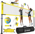 Outdoor Volleyball Net Set, 32FT Anti-Sag Net System, Easy Setup Adjustable Height Poles, Portable Complete Set with Volleyball, Pump, Hammer, Boundary Line & Carry Bag for Backyard Beach Lawn