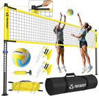 Outdoor Volleyball Net Set, 32FT Anti-Sag Net System, Easy Setup Adjustable Height Poles, Portable Complete Set with Volleyball, Pump, Hammer, Boundary Line & Carry Bag for Backyard Beach Lawn