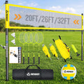 Outdoor Volleyball Net System for Backyard, Adjustable Height (5.1–8FT) & Width (20–32FT), Anti-Sag Tension System, 2-in-1 Badminton Combo Set with Carry Bag, Rackets & Shuttlecocks