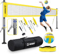 Professional Heavy Duty Volleyball Net Set for Backyard & Beach, Outdoor Net System with Steel Anti-Sag Winch, 32FT Reinforced Net, Height Adjustable Rust-Resistant Aluminum Poles, Portable Carry Bag