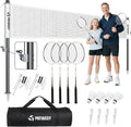 Professional Badminton Set with Carbon Fiber Badminton Rackets Set of 4, Outdoor Portable Badminton Net with Anti-Sag Winch System, 4 Nylon Badminton Shuttlecocks and Bag