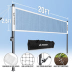 Professional Badminton Set with Carbon Fiber Badminton Rackets Set of 4, Outdoor Portable Badminton Net with Anti-Sag Winch System, 4 Nylon Badminton Shuttlecocks and Bag