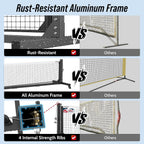 Tournament-Grade Pickleball Net, IFP/USAPA Standards Regulation Size, Rust-Resistant Aluminum Frame with Hand-Crank Tension System for Semi-Permanent or Mobile Court Use