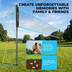 20FT Portable Outdoor Volleyball Net Set for Backyard with Anti-Sag Ground Stakes & Metal Pole Spikes for Stability, Rust-Resistant Steel Poles, Easy Setup, 3 Adjustable Heights, Carry Bag