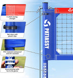 Professional Heavy Duty Volleyball Net Set for Backyard & Beach, Outdoor Net System with Steel Anti-Sag Winch, 32FT Reinforced Net, Height Adjustable Rust-Resistant Aluminum Poles, Portable Carry Bag