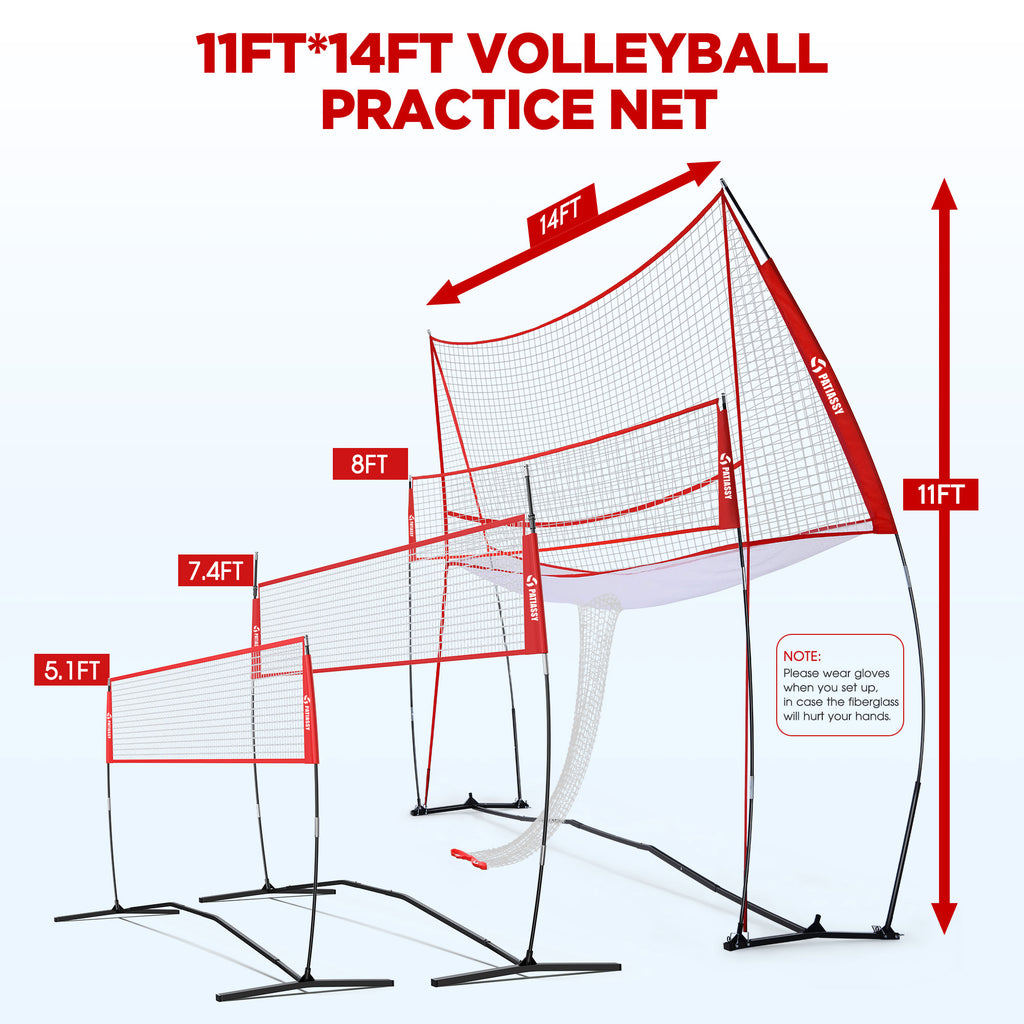 Patiassy Volleyball Training Net System for Spiking Practice, Portable Volleyball Practice Equipment for Solo Training, Backyard & School Use