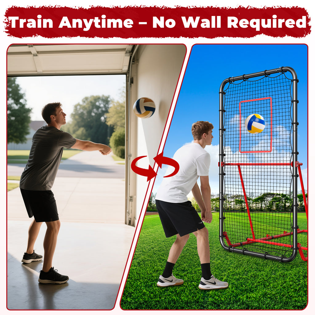Patiassy 7x4ft Volleyball Rebounder Net Adjustable Angle Foldable Bounce Back Trainer for for Volleying/Bumping/Spiking Practice