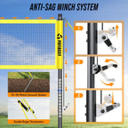 Outdoor Volleyball Net System for Backyard, Adjustable Height (5.1–8FT) & Width (20–32FT), Anti-Sag Tension System, 2-in-1 Badminton Combo Set with Carry Bag, Rackets & Shuttlecocks