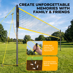 20FT Portable Outdoor Volleyball Net Set for Backyard with Anti-Sag Ground Stakes & Metal Pole Spikes for Stability, Rust-Resistant Steel Poles, Easy Setup, 3 Adjustable Heights, Carry Bag