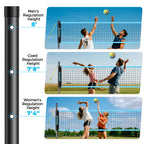 20FT Portable Outdoor Volleyball Net Set for Backyard with Anti-Sag Ground Stakes & Metal Pole Spikes for Stability, Rust-Resistant Steel Poles, Easy Setup, 3 Adjustable Heights, Carry Bag