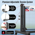 Tournament-Grade Pickleball Net, IFP/USAPA Standards Regulation Size, Rust-Resistant Aluminum Frame with Hand-Crank Tension System for Semi-Permanent or Mobile Court Use
