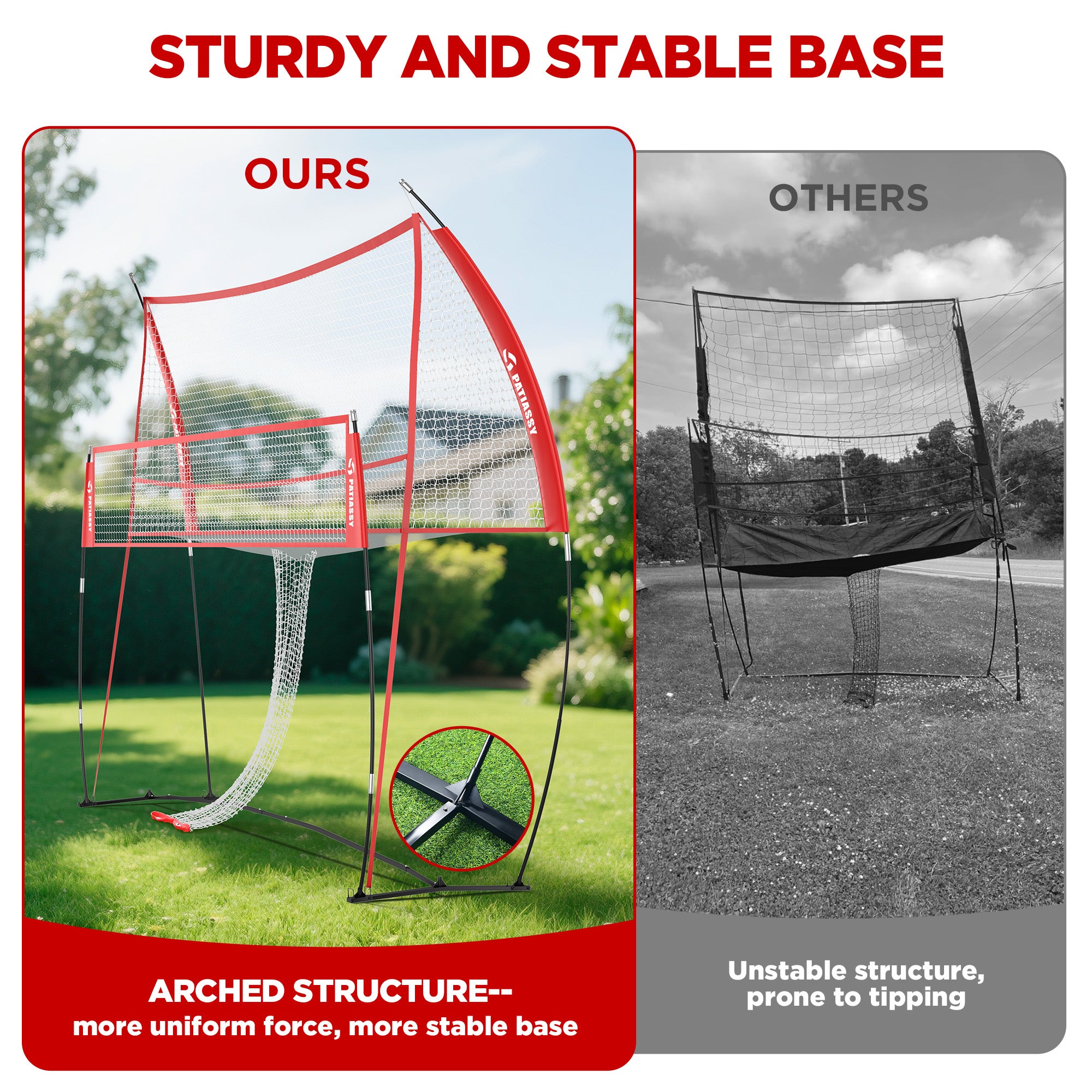 Patiassy Volleyball Training Net System for Spiking Practice, Portable Volleyball Practice Equipment for Solo Training, Backyard & School Use