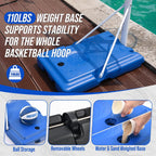 Pool Basketball Hoop with 43" Extra Wide Backboard, LED Light up Poolside Basketball Hoop with 1 Standard & 1 Glow-in-the-Dark Ball, Adjustable Height Portable Goal with Wheels, Fillable Base
