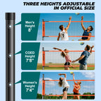 Patiassy Professional Outdoor Volleyball Net Set with Adjustable Height Poles, Winch System, Volleyball with Pump and Carrying Bag for Backyard Beach