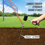 Professional Heavy Duty Volleyball Net Set for Backyard & Beach, Outdoor Net System with Steel Anti-Sag Winch, 32FT Reinforced Net, Height Adjustable Rust-Resistant Aluminum Poles, Portable Carry Bag