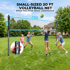 20FT Portable Outdoor Volleyball Net Set for Backyard with Anti-Sag Ground Stakes & Metal Pole Spikes for Stability, Rust-Resistant Steel Poles, Easy Setup, 3 Adjustable Heights, Carry Bag
