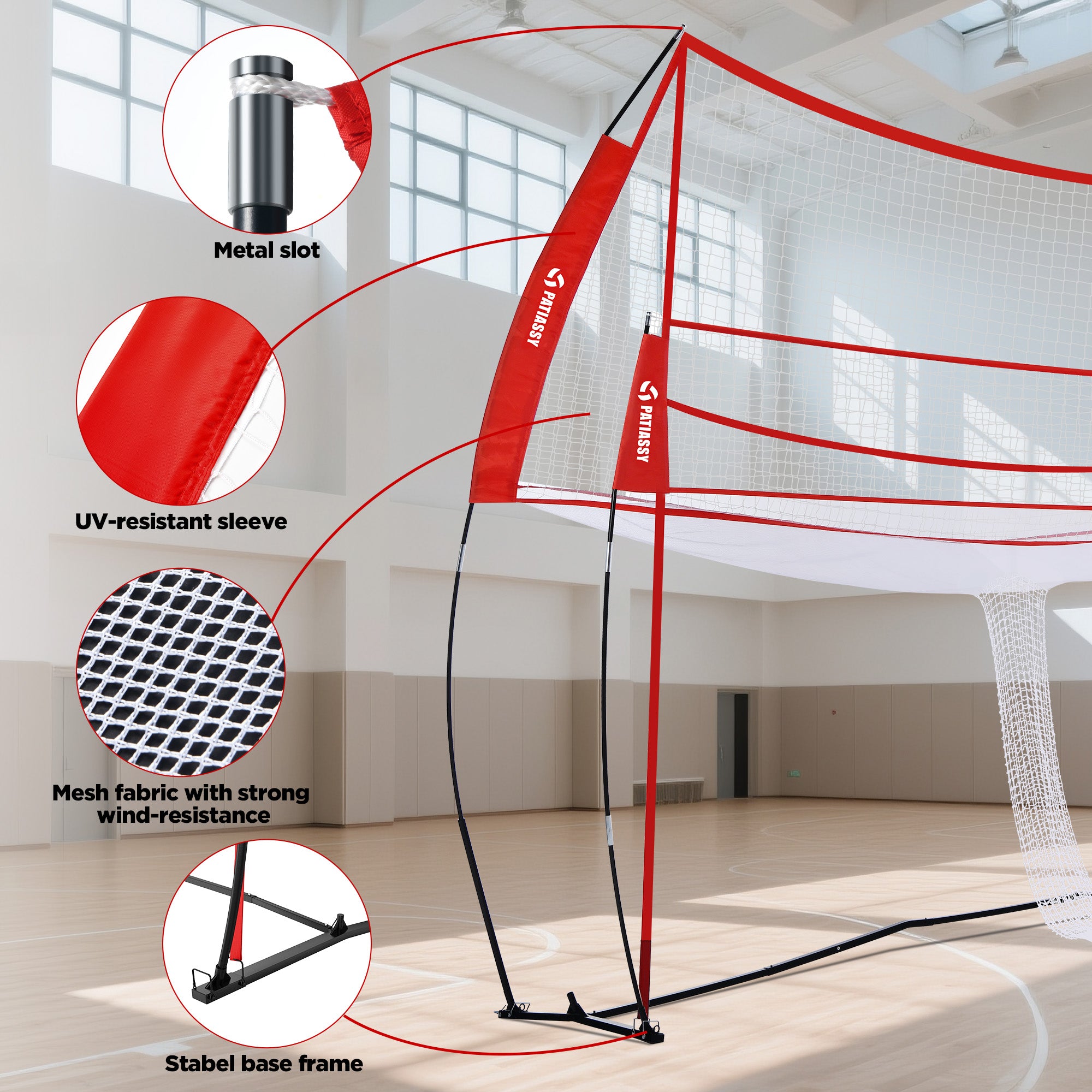 Patiassy Volleyball Training Net System for Spiking Practice, Portable Volleyball Practice Equipment for Solo Training, Backyard & School Use