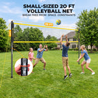 20FT Portable Outdoor Volleyball Net Set for Backyard with Anti-Sag Ground Stakes & Metal Pole Spikes for Stability, Rust-Resistant Steel Poles, Easy Setup, 3 Adjustable Heights, Carry Bag
