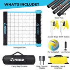 20FT Portable Outdoor Volleyball Net Set for Backyard with Anti-Sag Ground Stakes & Metal Pole Spikes for Stability, Rust-Resistant Steel Poles, Easy Setup, 3 Adjustable Heights, Carry Bag