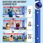 Professional Heavy Duty Volleyball Net Set for Backyard & Beach, Outdoor Net System with Steel Anti-Sag Winch, 32FT Reinforced Net, Height Adjustable Rust-Resistant Aluminum Poles, Portable Carry Bag