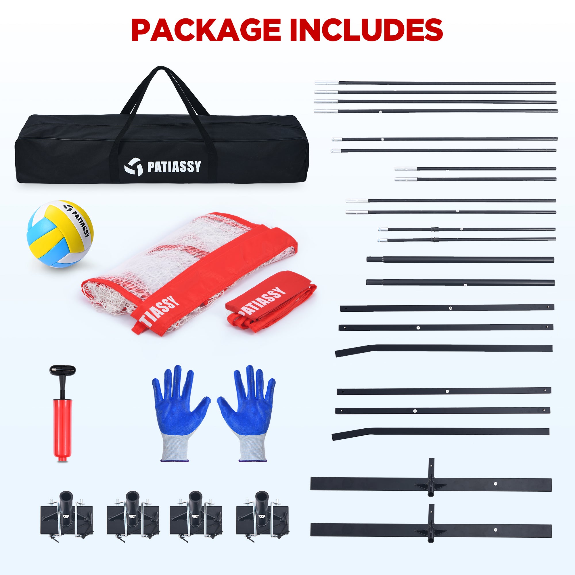 Patiassy Volleyball Training Net System for Spiking Practice, Portable Volleyball Practice Equipment for Solo Training, Backyard & School Use