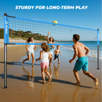 Patiassy Outdoor Portable Volleyball Net Set for Backyard Adjustable Height Steel Poles, PU Volleyball, Pump and Carrying Bag