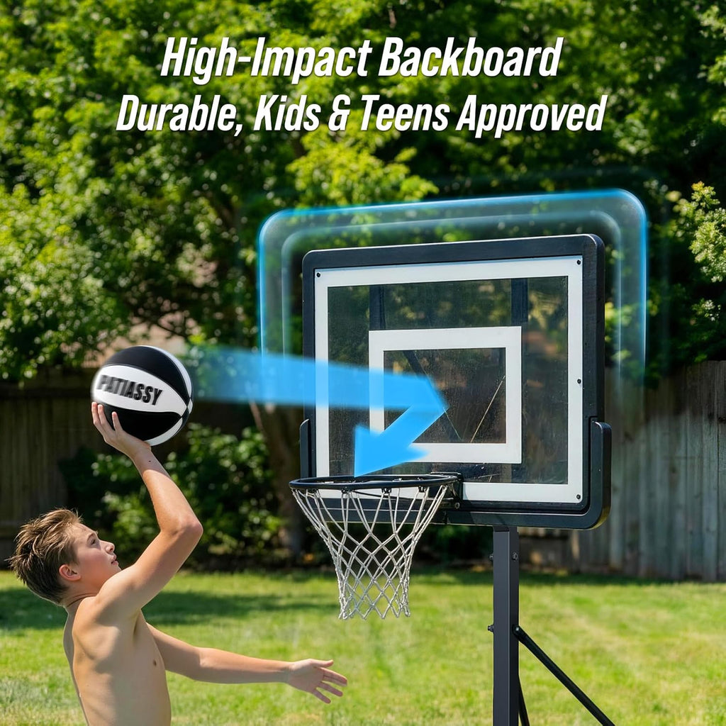 Pool Basketball Hoop – Height Adjustable 57" to 68" Portable Poolside Basketball Hoop with Wheels, Glow-in-Dark Backboard & LED Rim, Glow Ball + Standard Ball, Indoor Outdoor Night Games