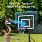 Pool Basketball Hoop – Height Adjustable 57" to 68" Portable Poolside Basketball Hoop with Wheels, Glow-in-Dark Backboard & LED Rim, Glow Ball + Standard Ball, Indoor Outdoor Night Games