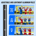 Professional Heavy Duty Volleyball Net Set for Backyard & Beach, Outdoor Net System with Steel Anti-Sag Winch, 32FT Reinforced Net, Height Adjustable Rust-Resistant Aluminum Poles, Portable Carry Bag