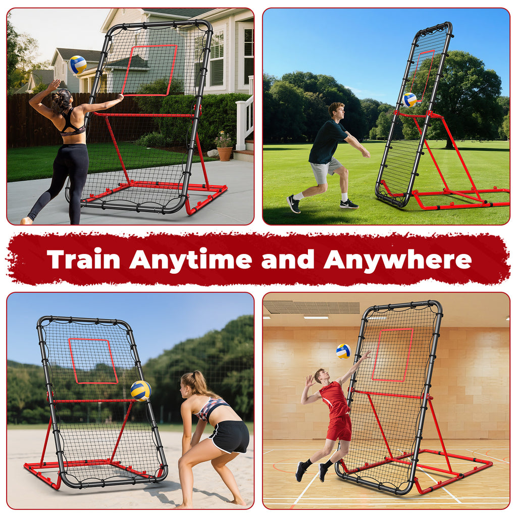 Patiassy 7x4ft Volleyball Rebounder Net Adjustable Angle Foldable Bounce Back Trainer for for Volleying/Bumping/Spiking Practice