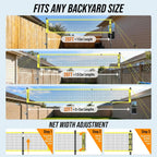 Outdoor Volleyball Net System for Backyard, Adjustable Height (5.1–8FT) & Width (20–32FT), Anti-Sag Tension System, 2-in-1 Badminton Combo Set with Carry Bag, Rackets & Shuttlecocks
