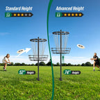 Disc Golf Basket with 24/12 Heavy Duty Chains, Disc Golf Target with Adjustable Height/Sound Reducer & Remote LED Light & Light Up Discs, Durable Practice Goal with Ground Stake for Backyard