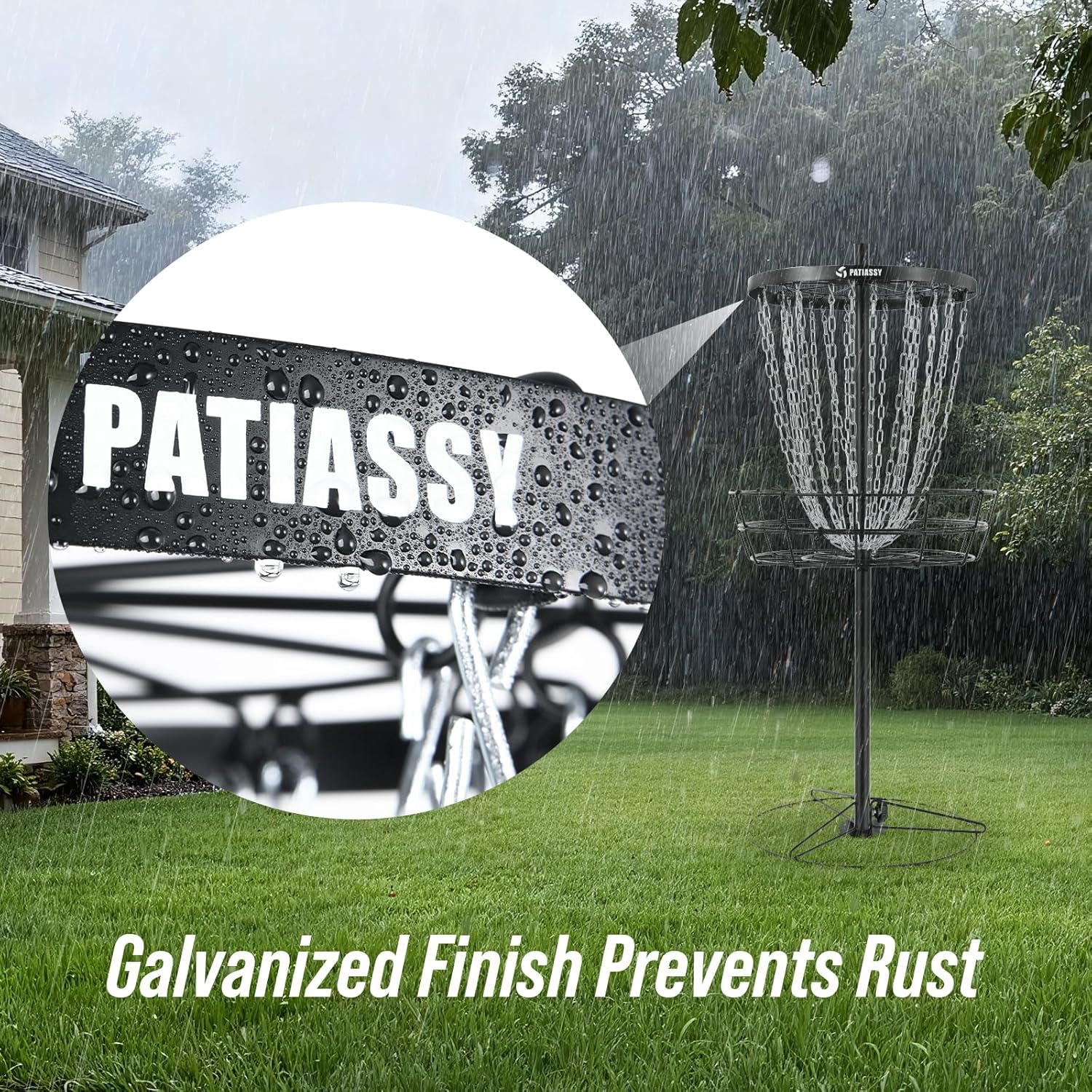 Disc Golf Basket with 24/12 Heavy Duty Chains, Disc Golf Target with Adjustable Height/Sound Reducer & Remote LED Light & Light Up Discs, Durable Practice Goal with Ground Stake for Backyard
