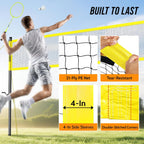 Outdoor Volleyball Net System for Backyard, Adjustable Height (5.1–8FT) & Width (20–32FT), Anti-Sag Tension System, 2-in-1 Badminton Combo Set with Carry Bag, Rackets & Shuttlecocks
