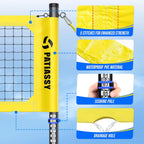 Professional Heavy Duty Volleyball Net Set for Backyard & Beach, Outdoor Net System with Steel Anti-Sag Winch, 32FT Reinforced Net, Height Adjustable Rust-Resistant Aluminum Poles, Portable Carry Bag