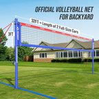 Professional Heavy Duty Volleyball Net Set for Backyard & Beach, Outdoor Net System with Steel Anti-Sag Winch, 32FT Reinforced Net, Height Adjustable Rust-Resistant Aluminum Poles, Portable Carry Bag