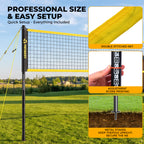 20FT Portable Outdoor Volleyball Net Set for Backyard with Anti-Sag Ground Stakes & Metal Pole Spikes for Stability, Rust-Resistant Steel Poles, Easy Setup, 3 Adjustable Heights, Carry Bag
