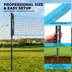 20FT Portable Outdoor Volleyball Net Set for Backyard with Anti-Sag Ground Stakes & Metal Pole Spikes for Stability, Rust-Resistant Steel Poles, Easy Setup, 3 Adjustable Heights, Carry Bag