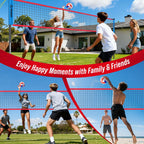 Portable Volleyball Net Set for Backyard & Beach, Adjustable Width (32/26/20FT) & Height, Anti-Sag Tension Design, Metal Stakes for Outdoor Stability, PU Volleyball with Pump, Scoreboard and Carry Bag