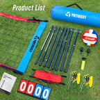 Portable Volleyball Net Set for Backyard & Beach, Adjustable Width (32/26/20FT) & Height, Anti-Sag Tension Design, Metal Stakes for Outdoor Stability, PU Volleyball with Pump, Scoreboard and Carry Bag